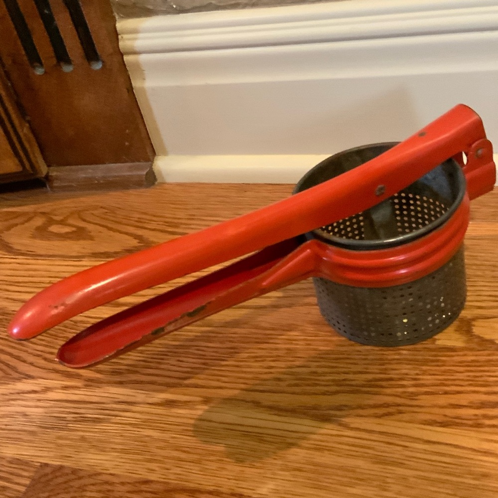 Potato Ricer Red Handles Vintage 11" Long Vintage